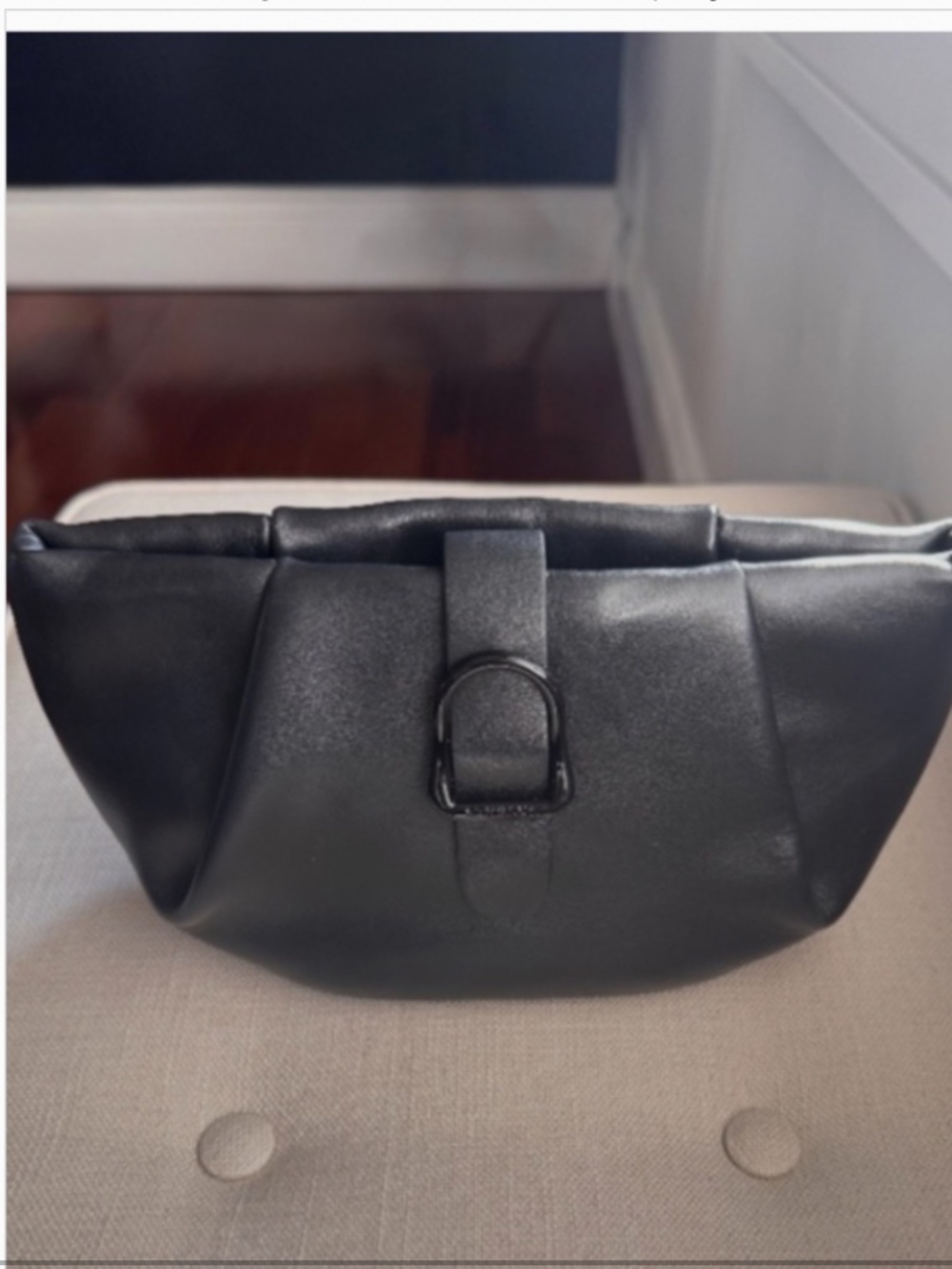 SENREVE Mini Cornetti Black Leather Crossbody Bag Black Chain